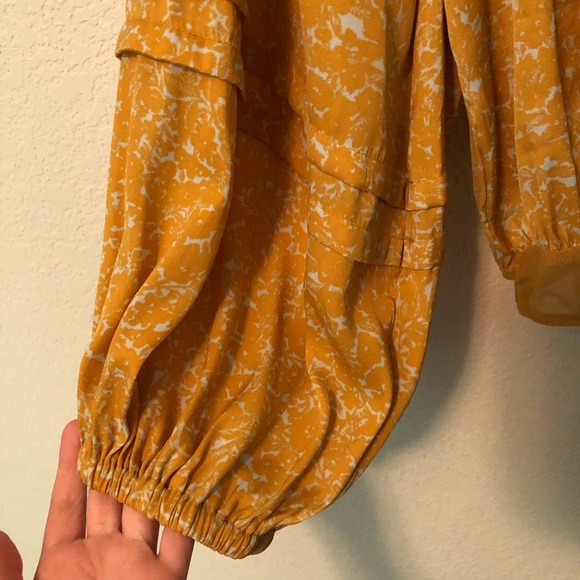 Free People All Tucks Printed Bodysuit Yellow Boho - Picture 5 of 7